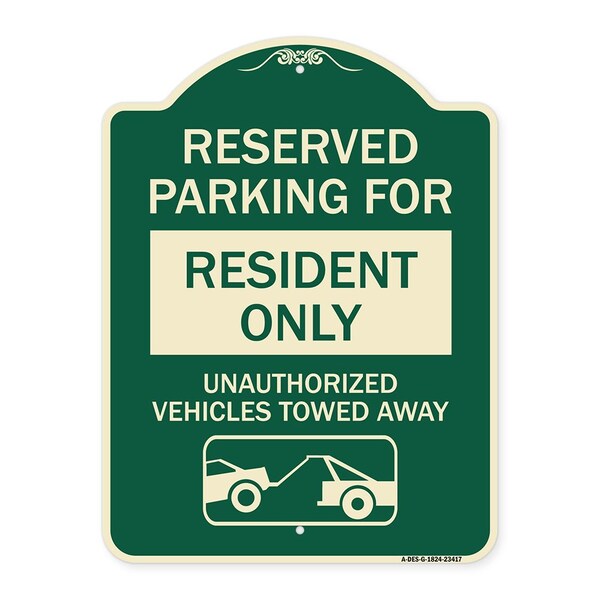 Parking Lot Reserved Parking for Residents Only Unauthorized Vehicles Towed Away Wit, G-1824-23417